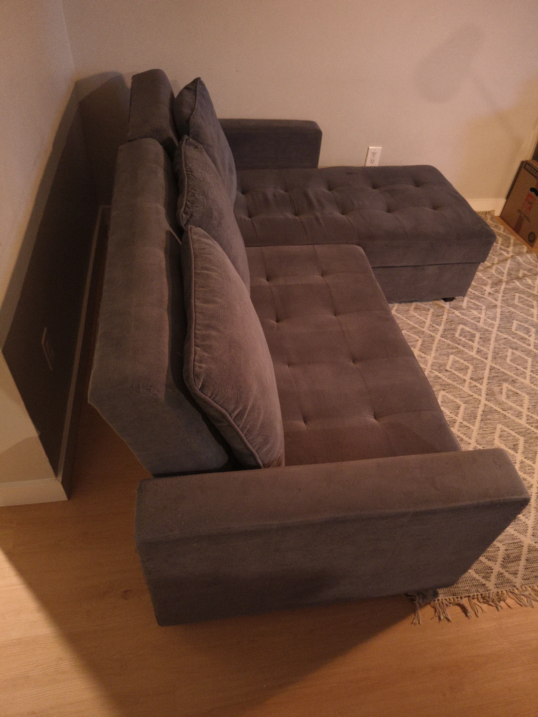 Large Grey Sectional Sofa with Pull-Out Bed and Storage - photo 4