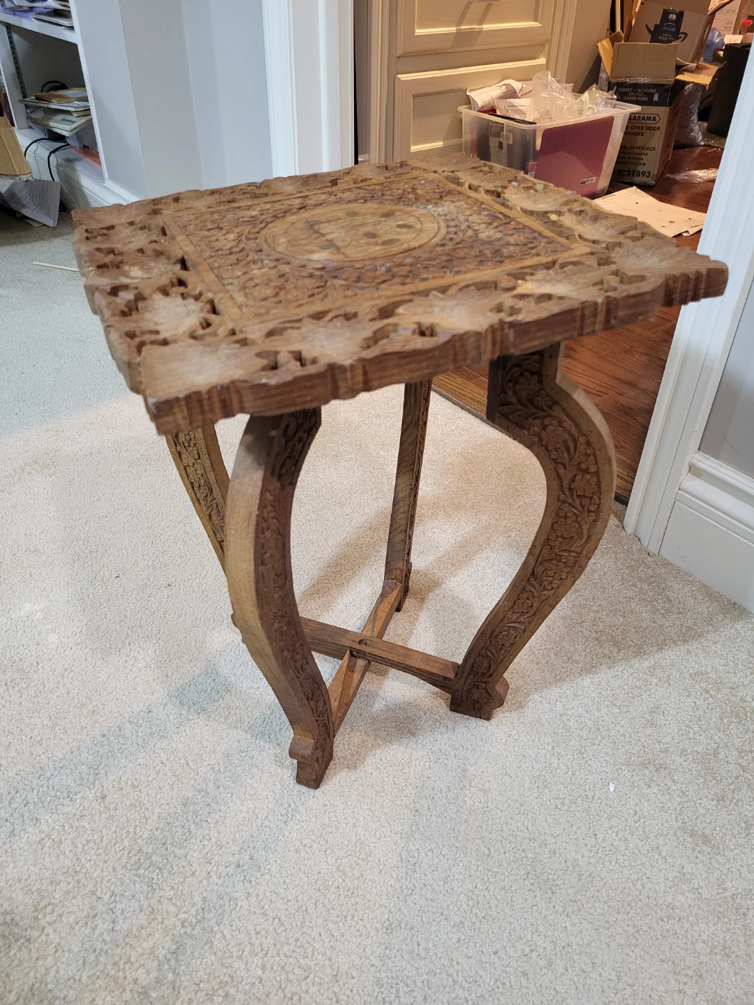 Carved Wooden Antique Side Table - photo 2