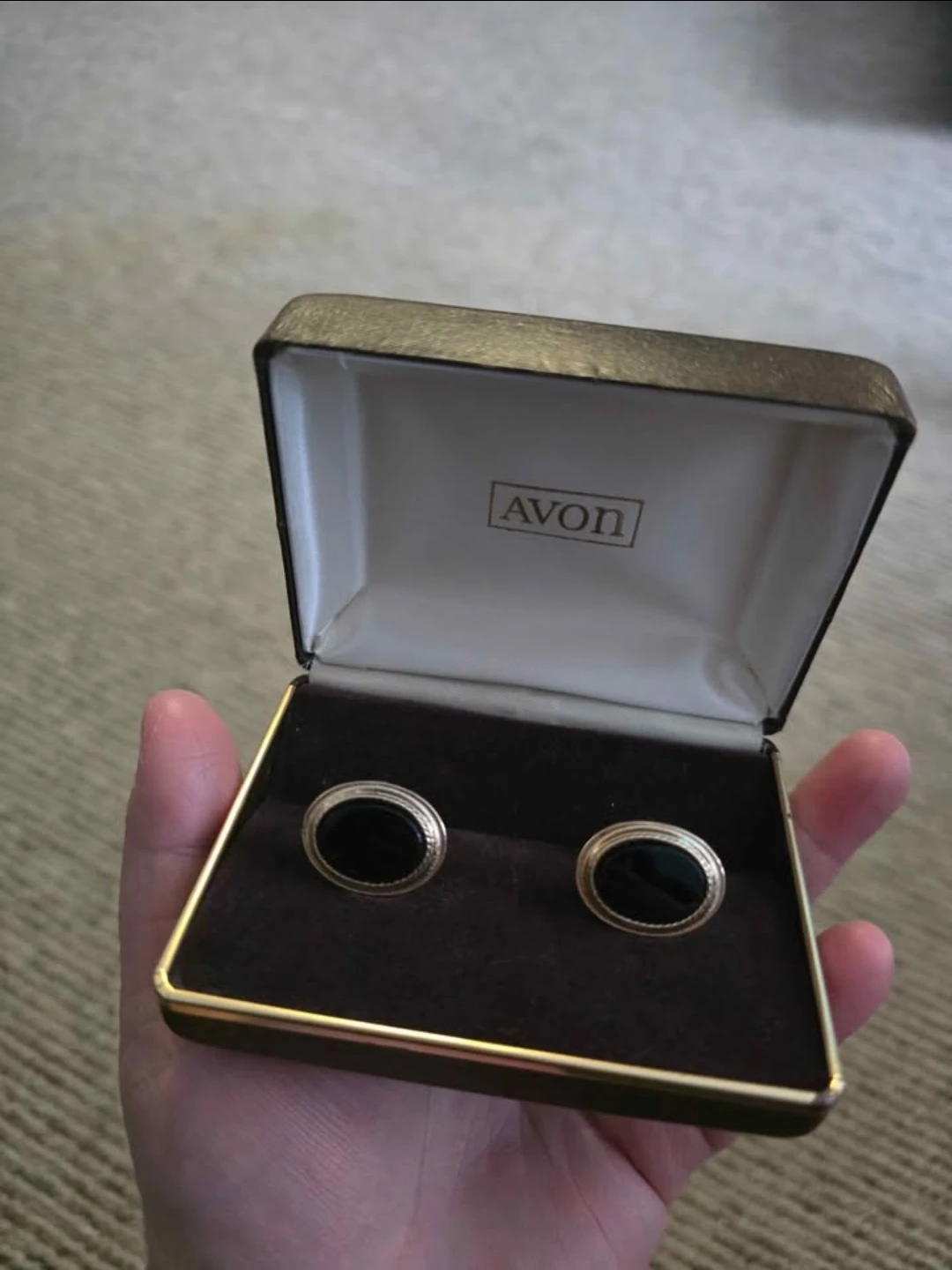 Vintage Avon Gold Tone and Black Onyx Cufflinks