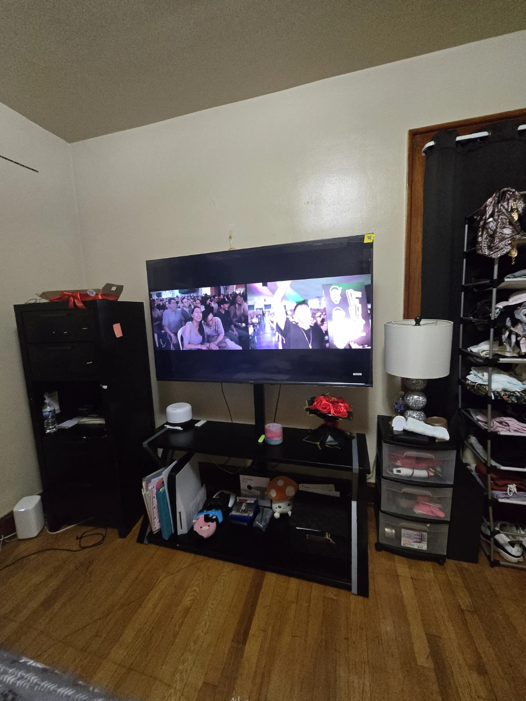 Modern Black Media TV Stand with Mount
