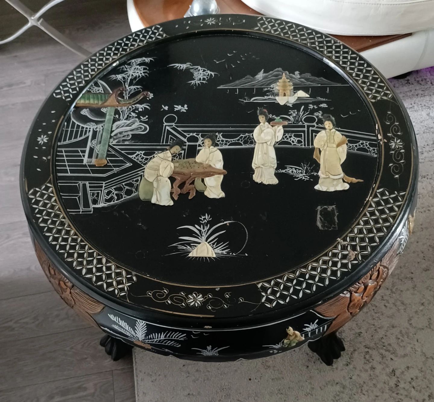 Oriental Style Black Lacquer Coffee Table