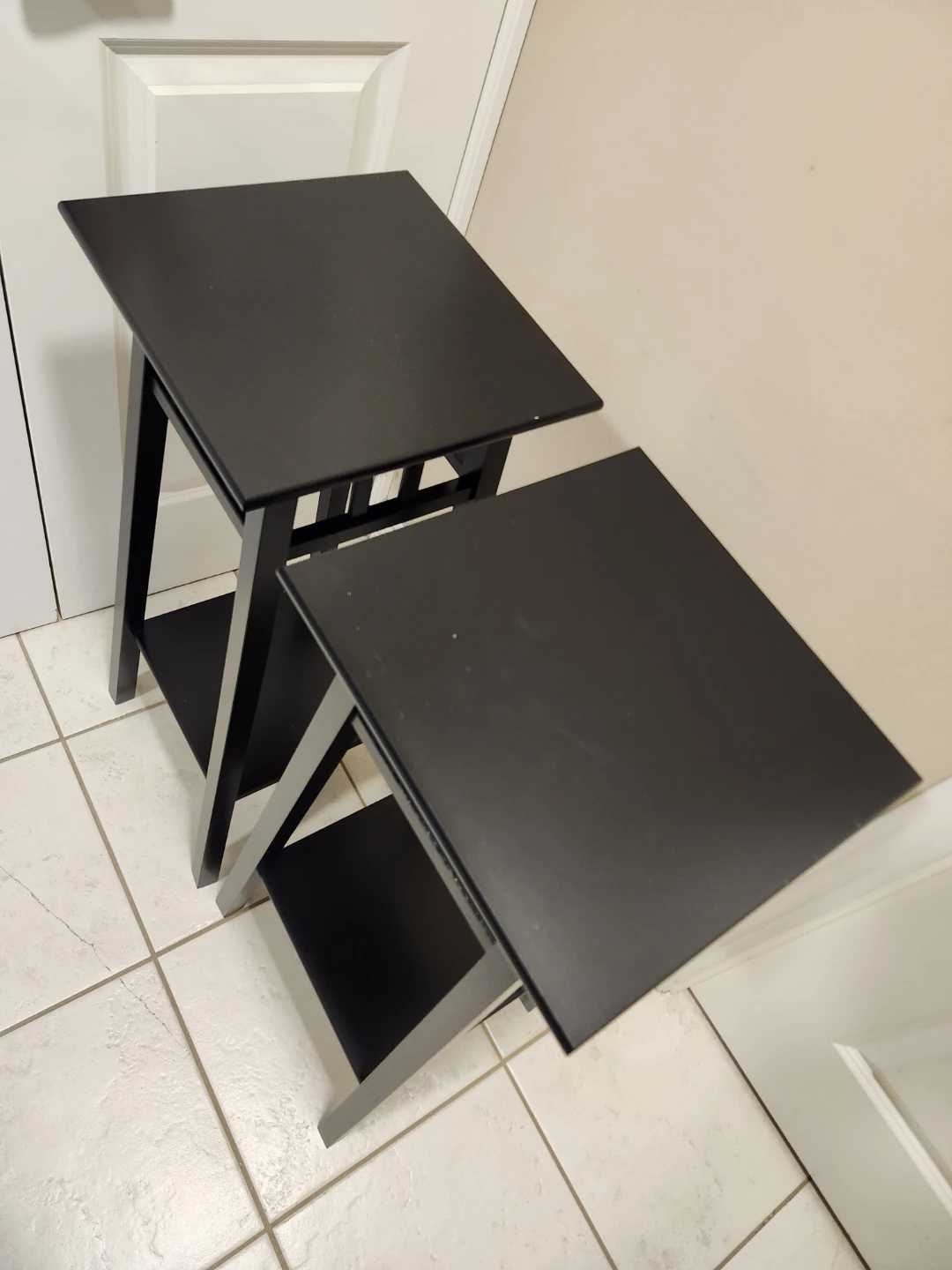 Set of Two Black Side Tables Or Plant - photo 2