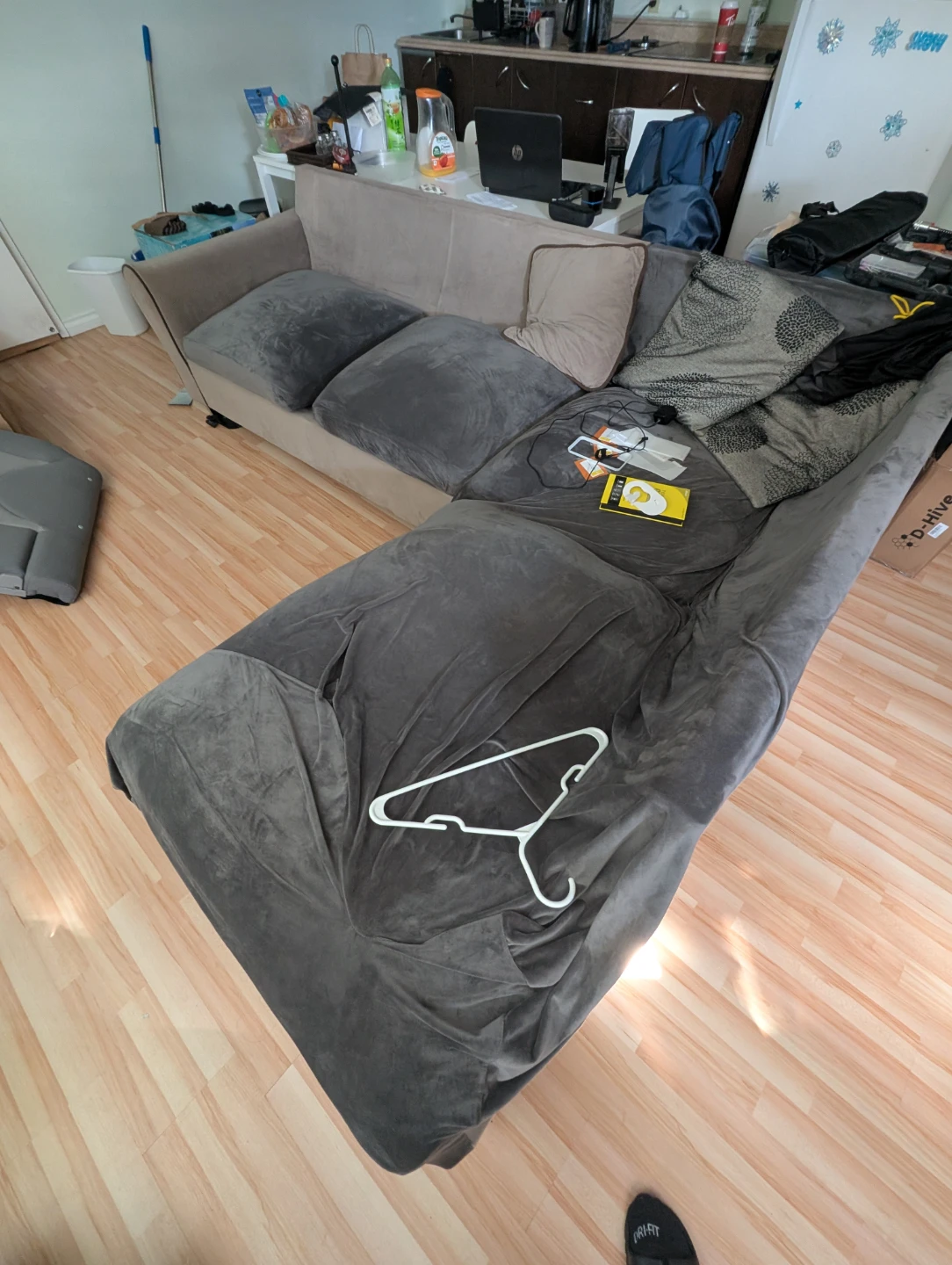Grey sectional sofa L shape