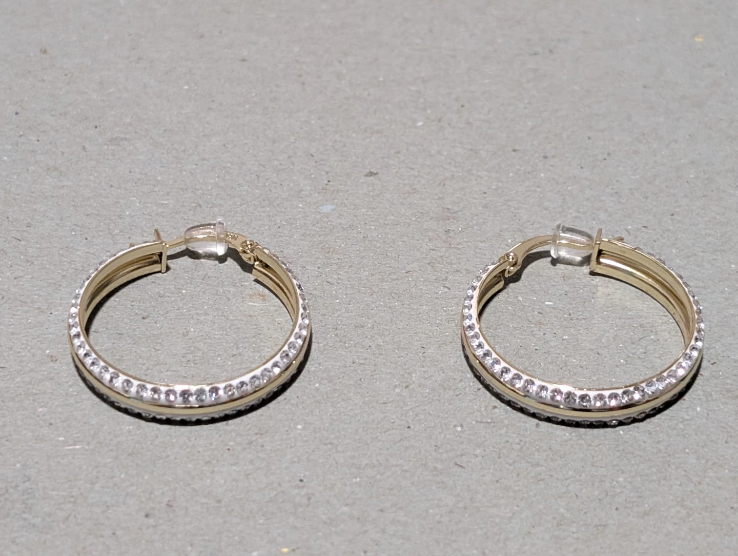 NEW: Gold Tone Hoop Earrings with Crystals