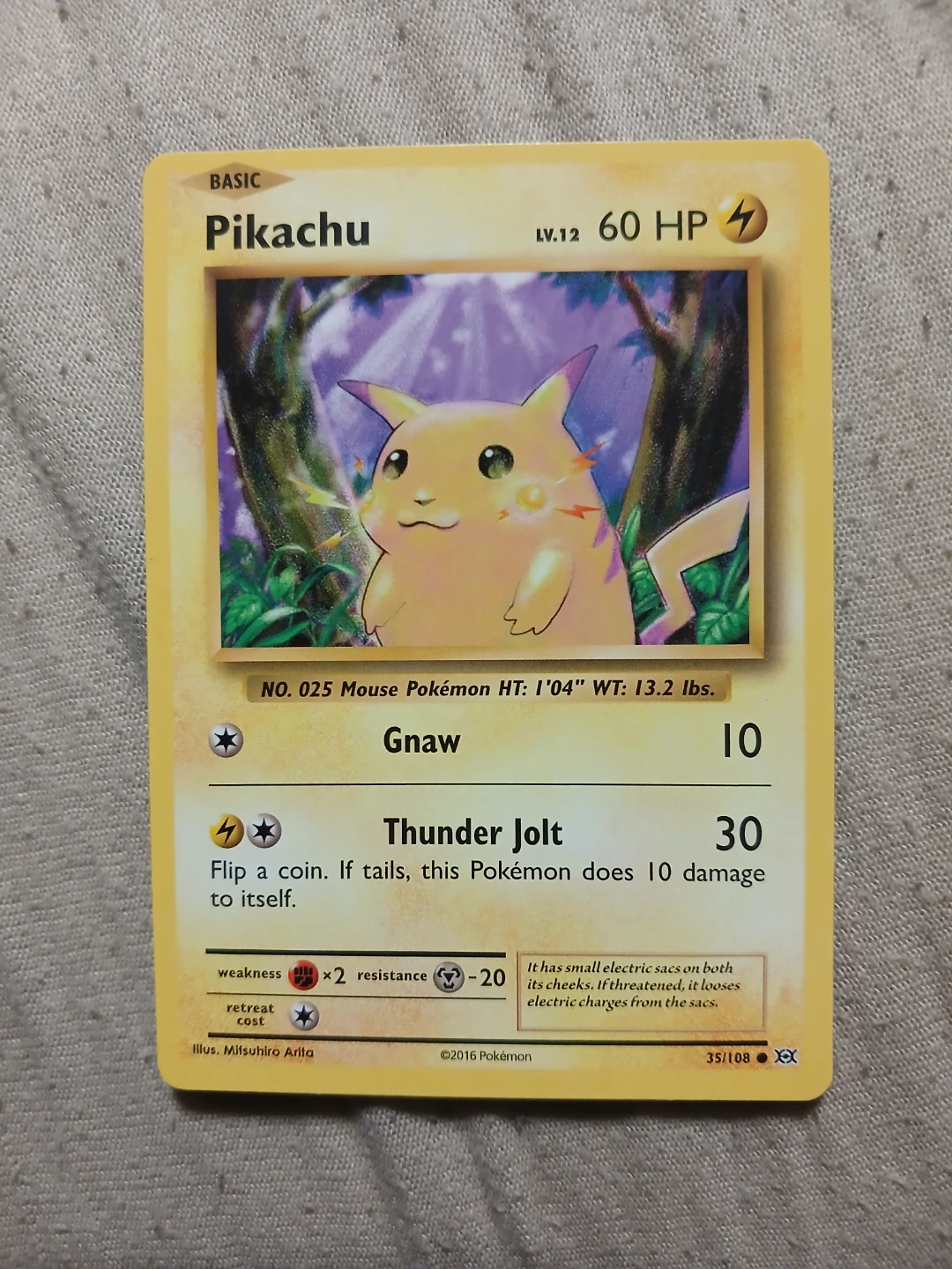 Pikachu 35/108 2016 Pokémon Card