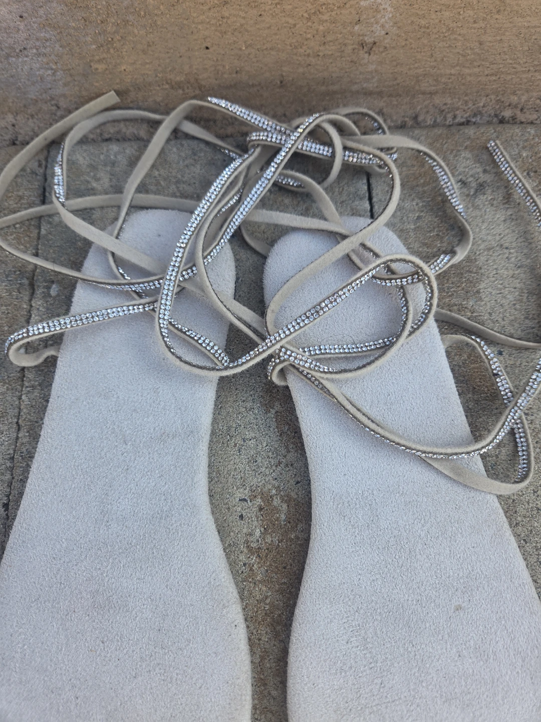 Fashion nova Beige Rhinestone Lace-Up Sandals - photo 2