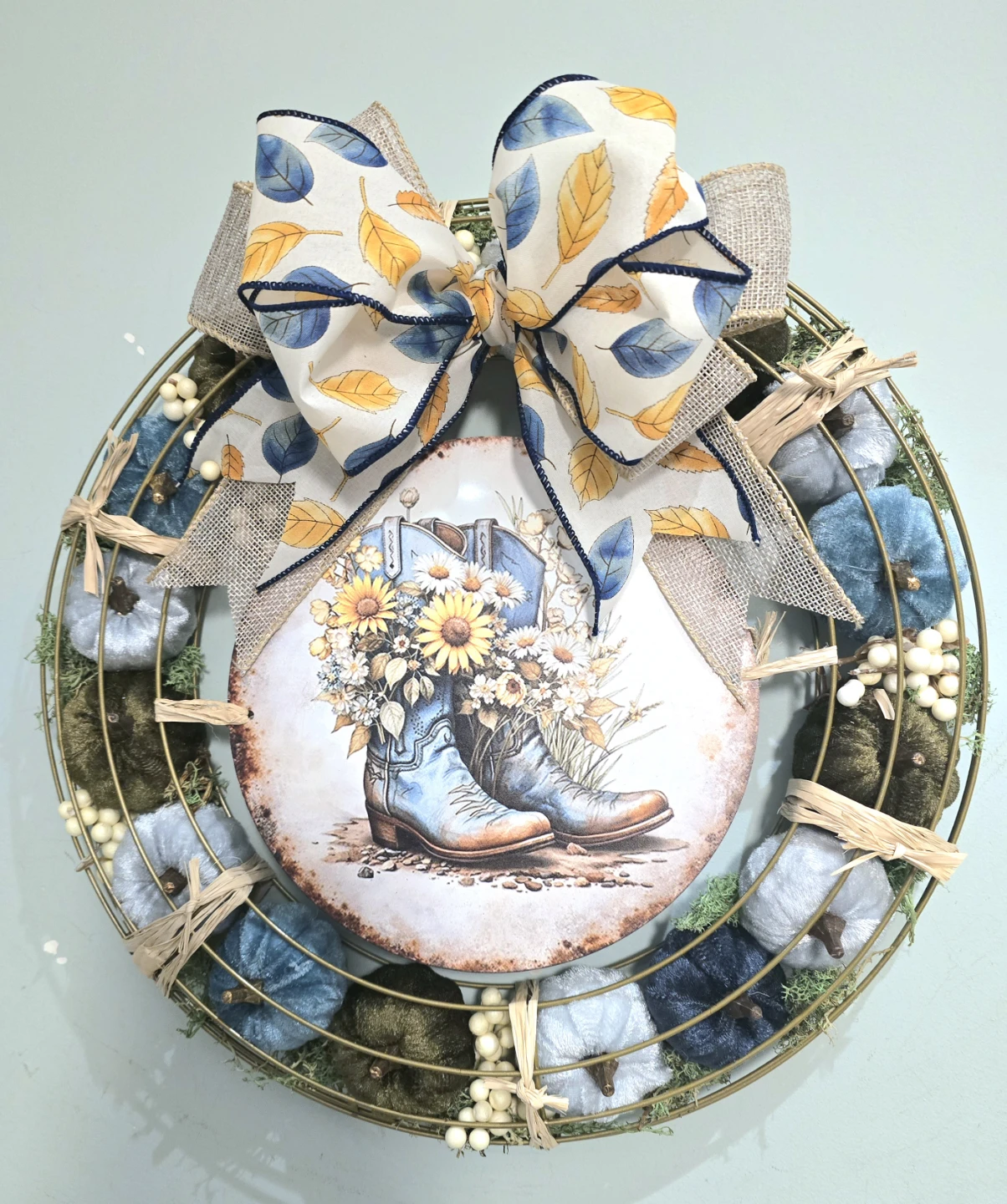 Autumn Western Cowboy Boot Wreath