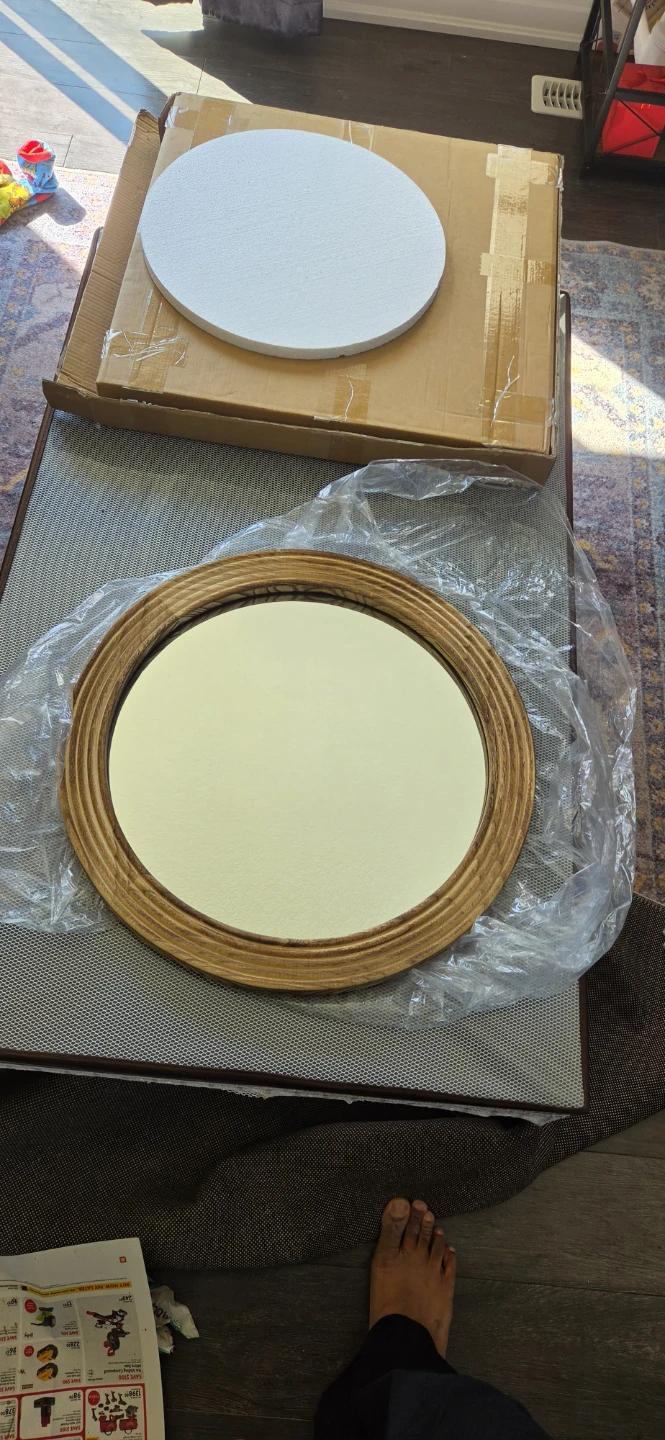 Moving sale Round Wood-Trim Mirror - photo 3