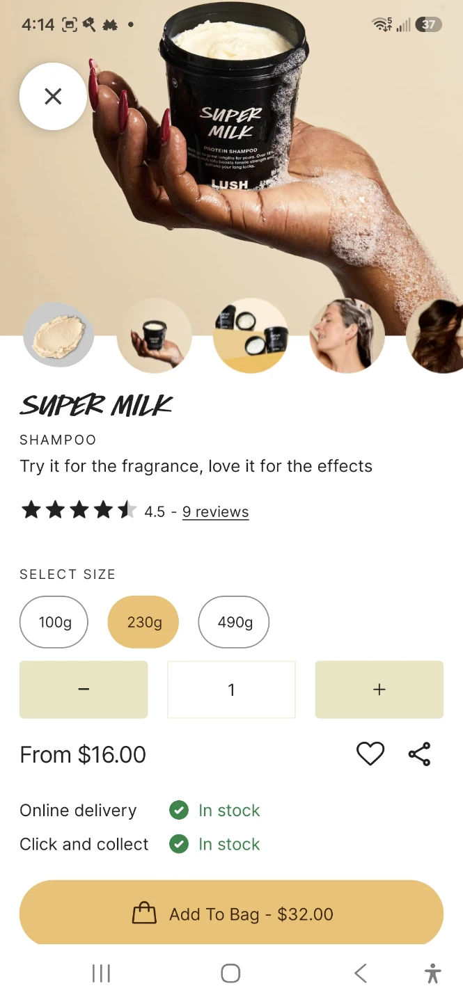 Lush Super Milk Protein Shampoo 230g
