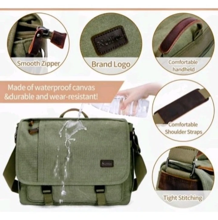 Nekten Padded Canvas 15 in Laptop Messenger Shoulder Bag - photo 4