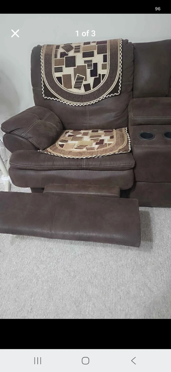 Brown Reclining Sofa with Cup Holders - photo 2