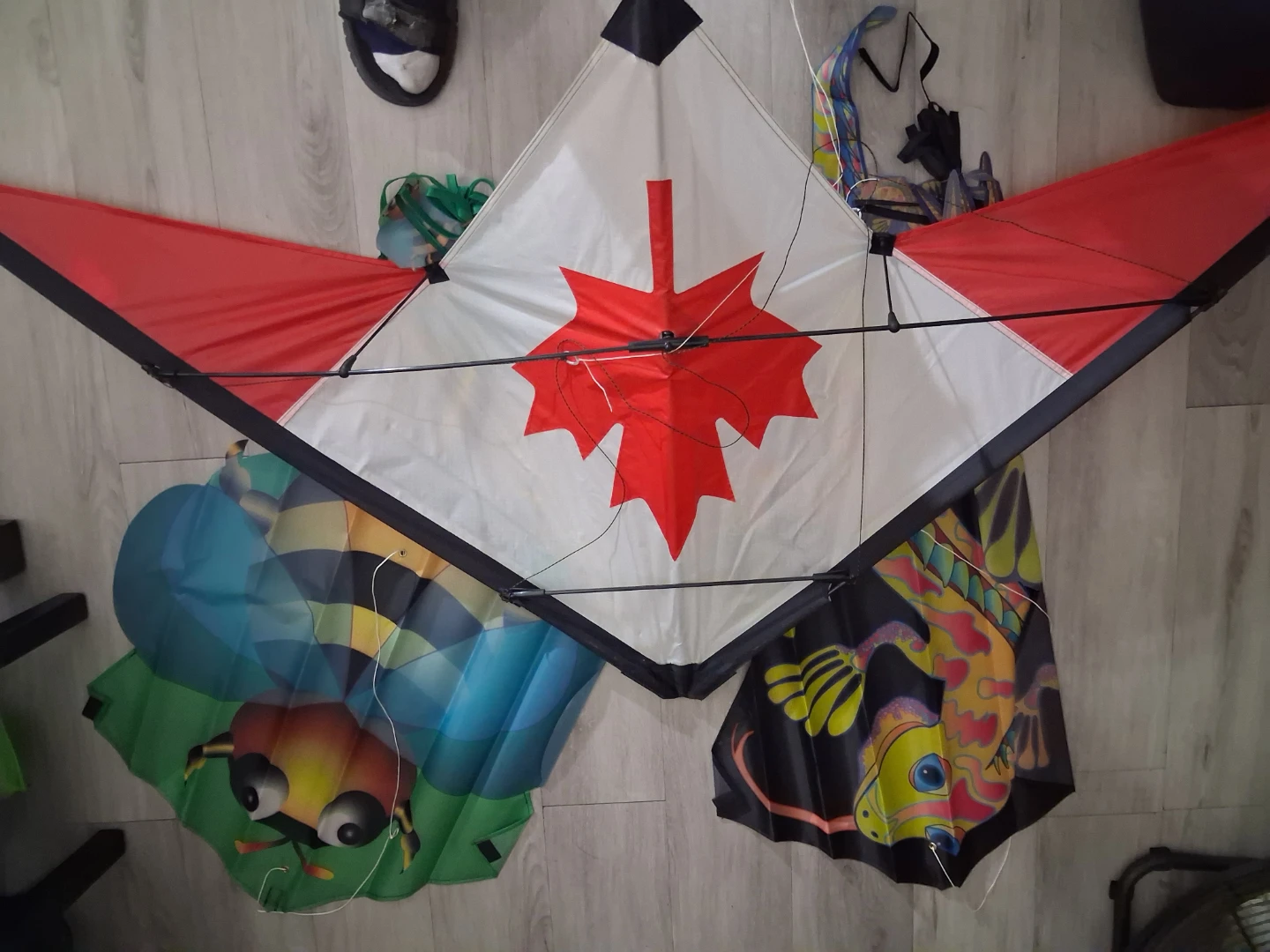 Three assorted kites
