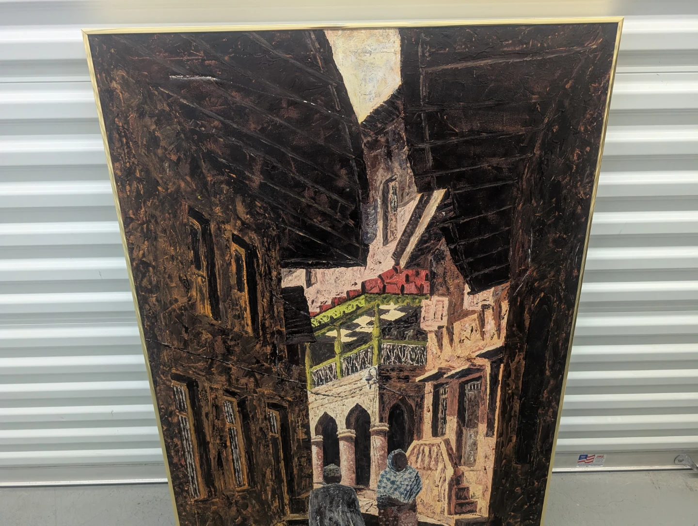 Large Oil Painting of Middle Eastern Street Scene - photo 5