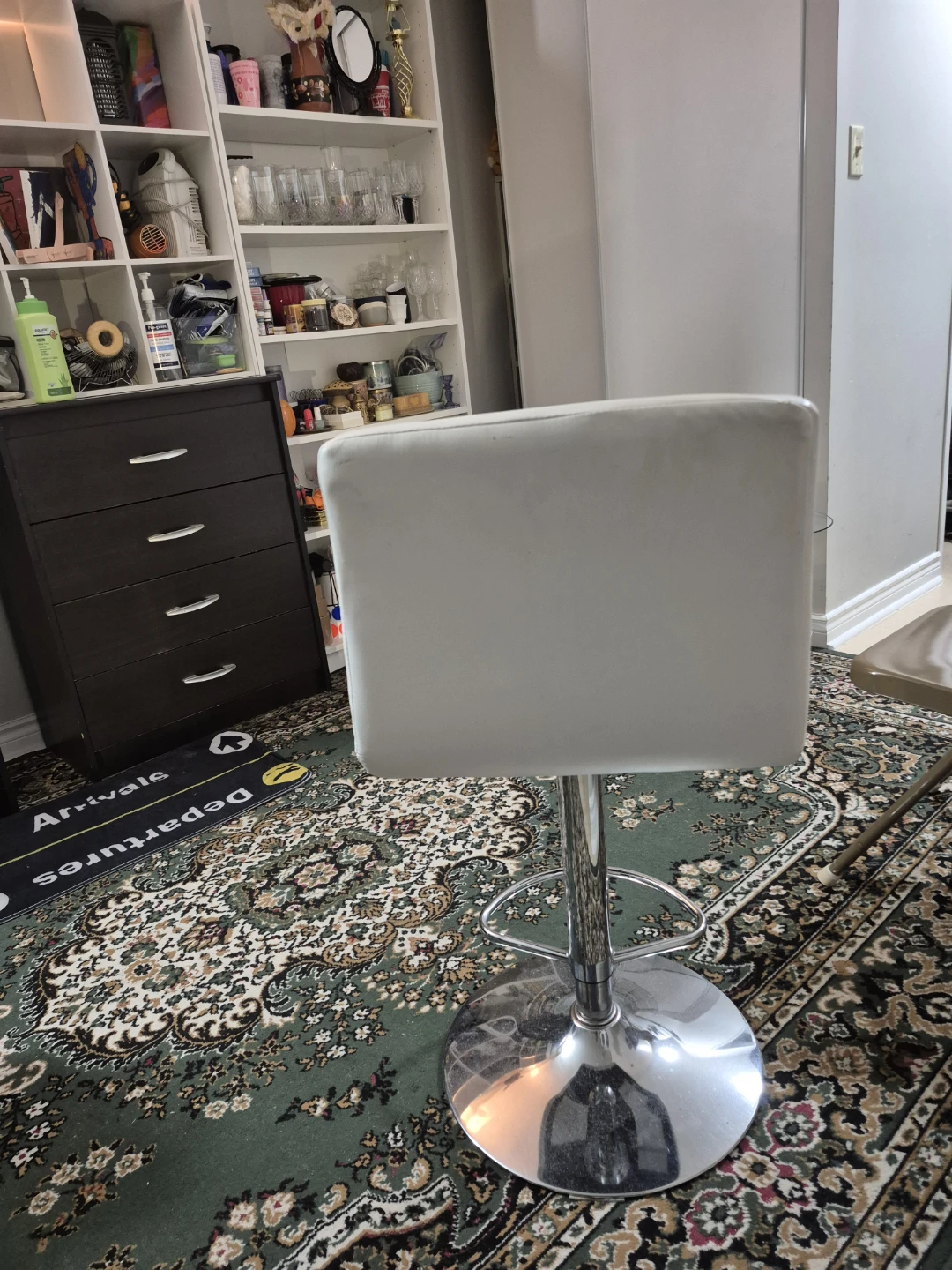 White Adjustable Swivel Bar Stool - photo 2