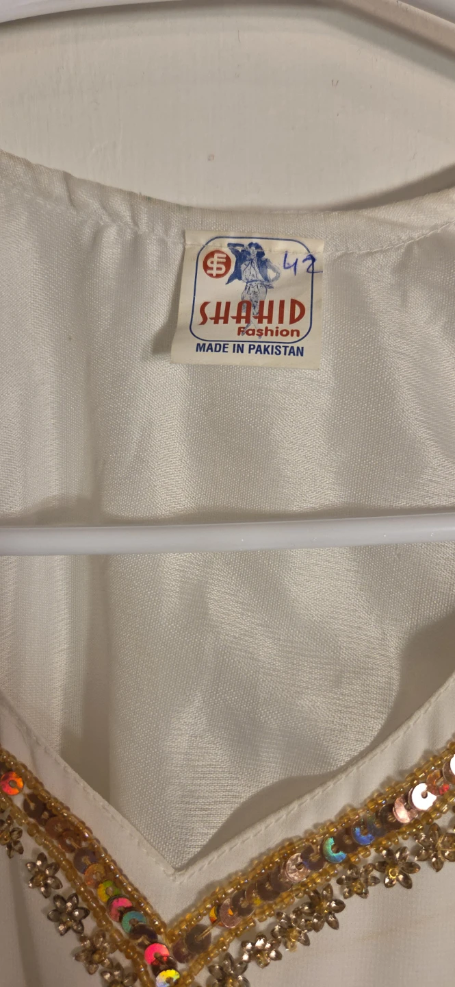 Shahid Fashion White and Gold Embellished Dress - photo 3