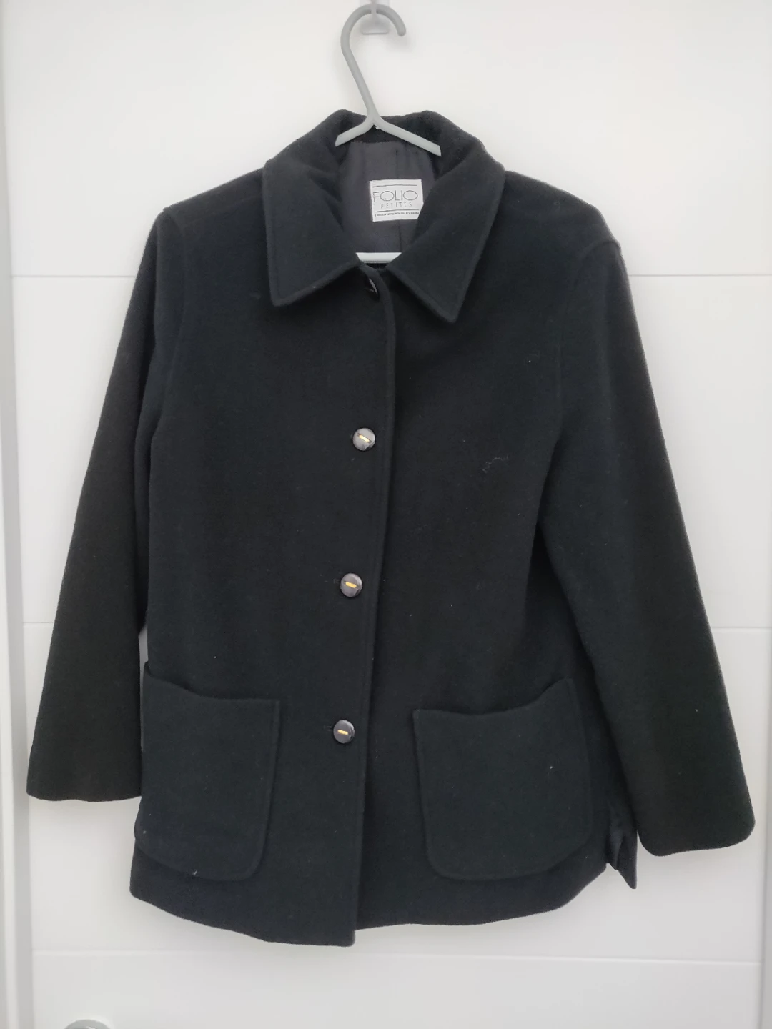 Wool & Cashmere Women Black Dress Button Coat Jacket - Size 10 - photo 2