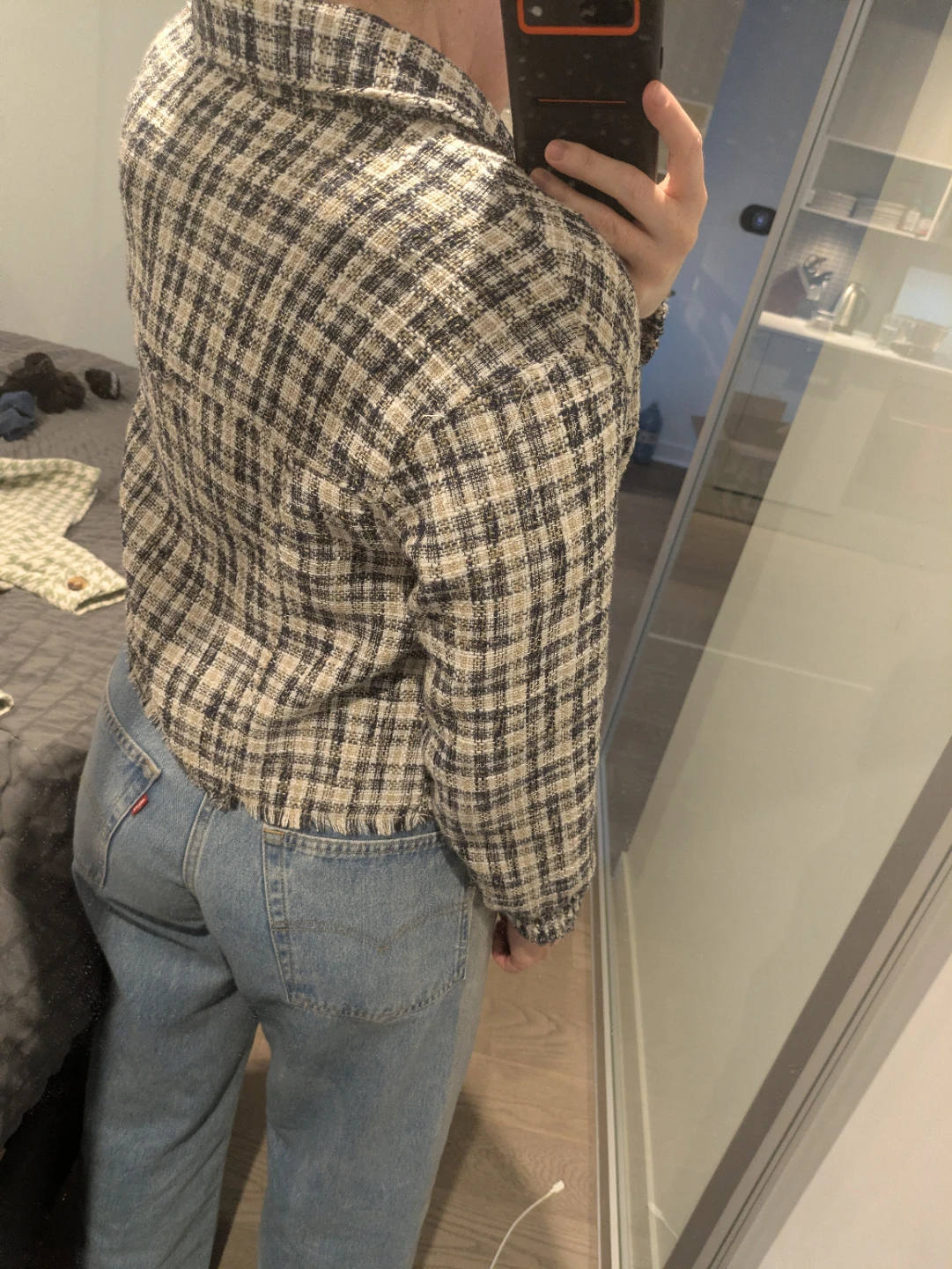 Zara Tweed Plaid Cropped Jacket - size M - photo 2
