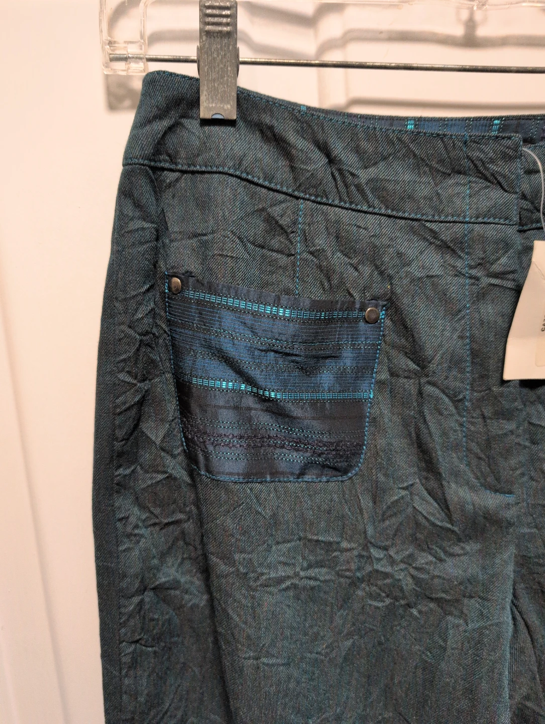 Women's Blue Textured Pants - photo 2