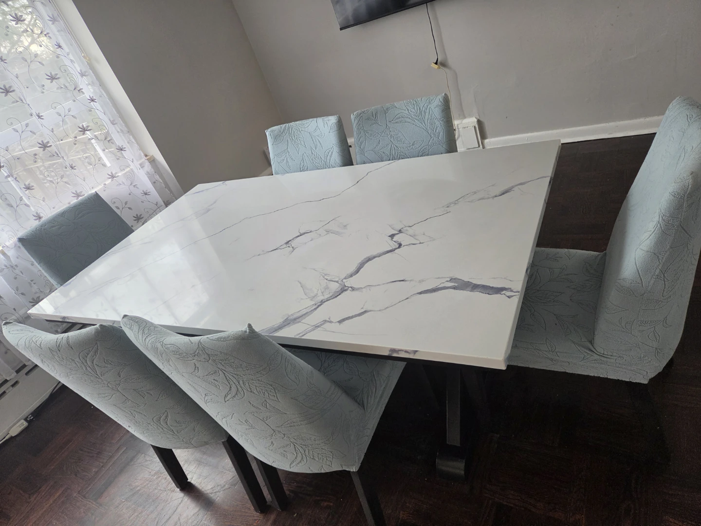 Marble table set with 6 chairs - photo 4