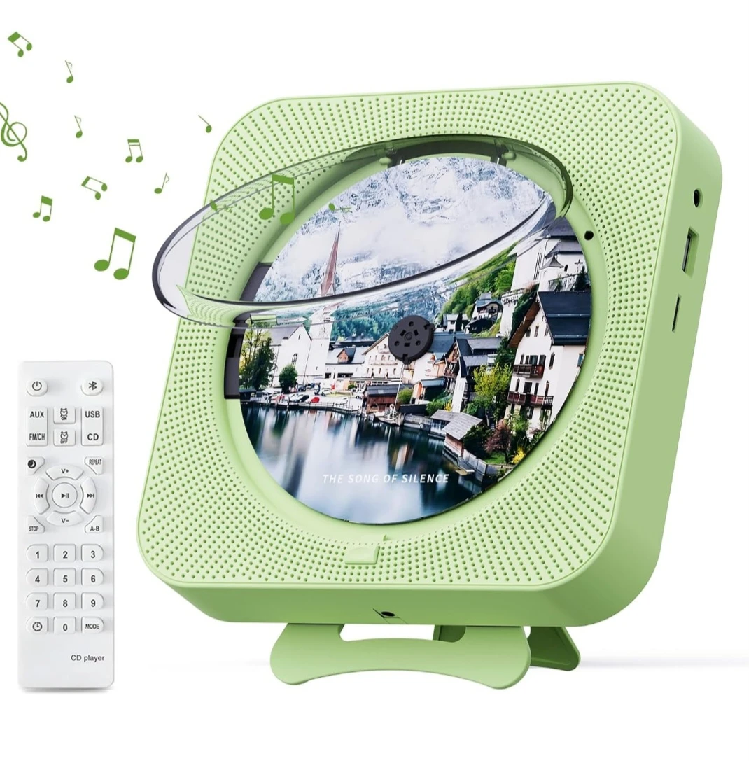 Multifunctional Green CD Player with Bluetooth and Remote