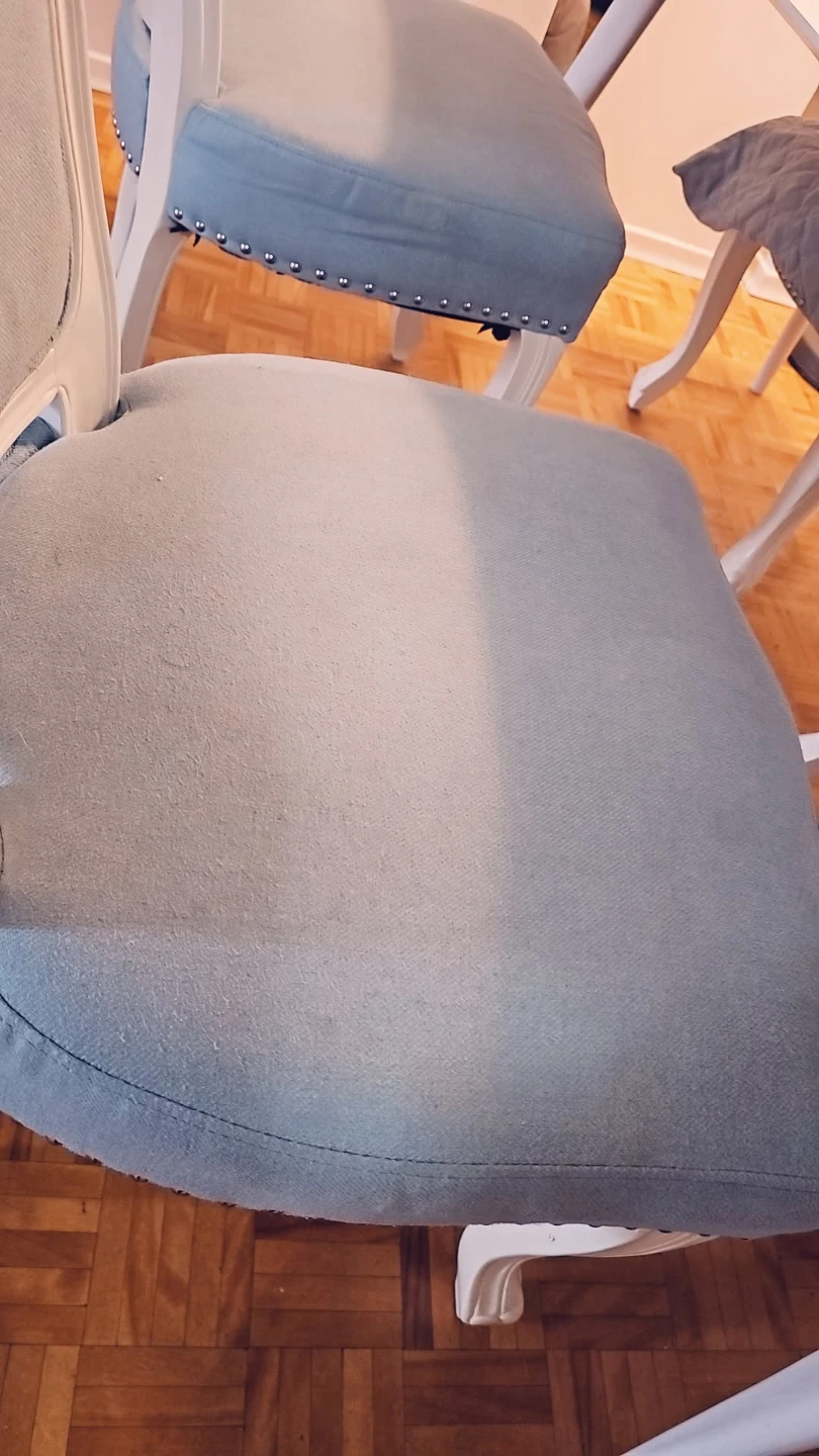 Set of 4 Light Blue Dining Chairs and white table - photo 2