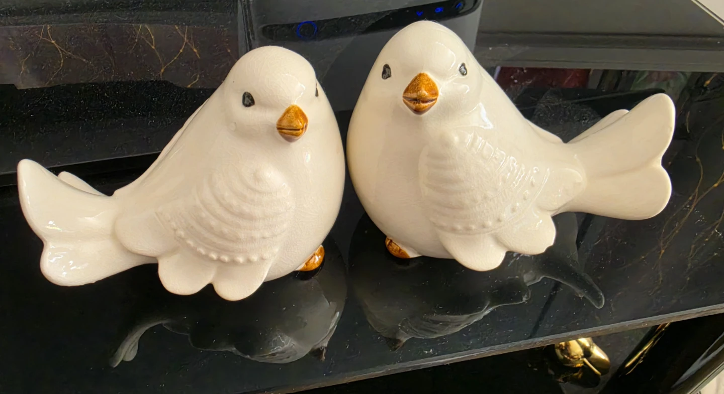 Pair of Decorative Ceramic Bird Figurines