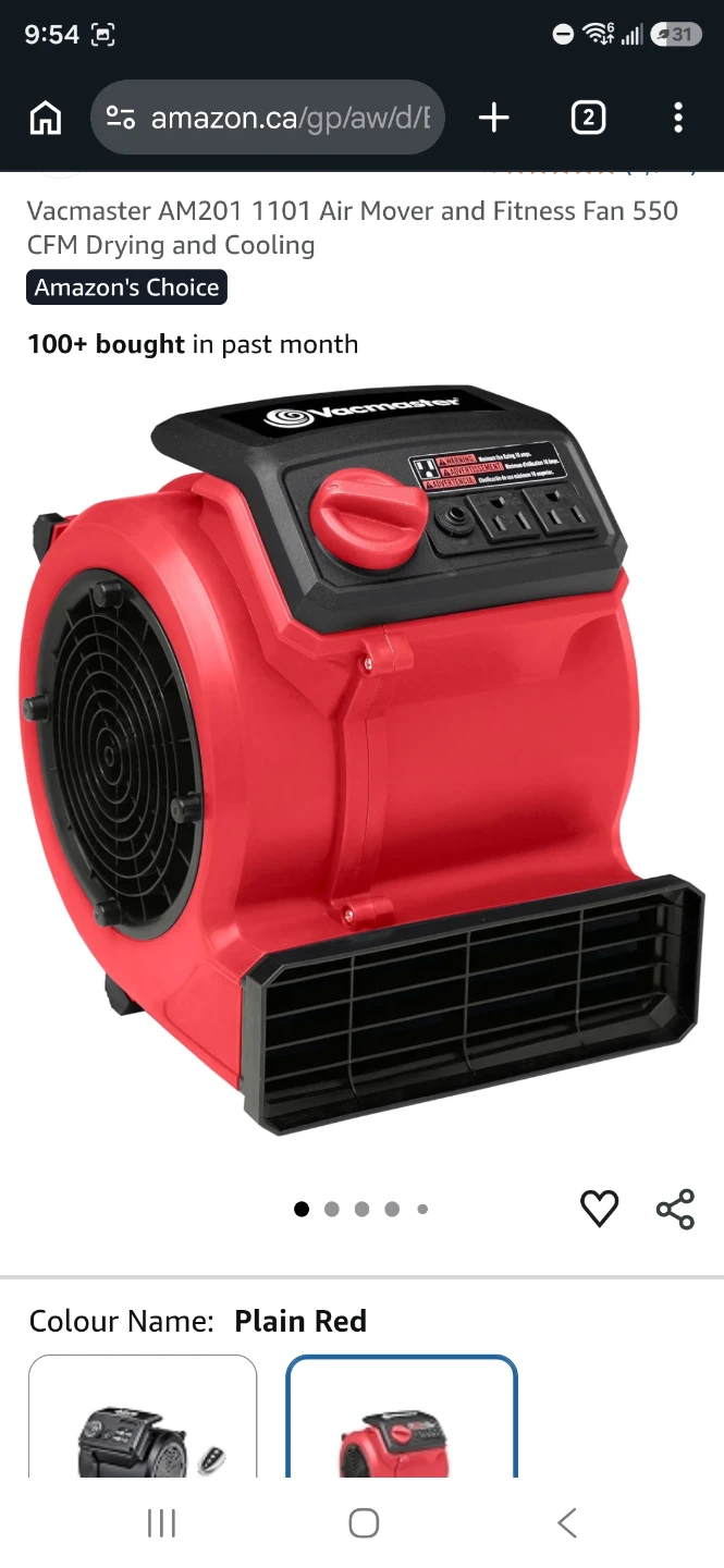 Vacmaster AM201 1101 Air Mover and Fitness Fan 550 CFM