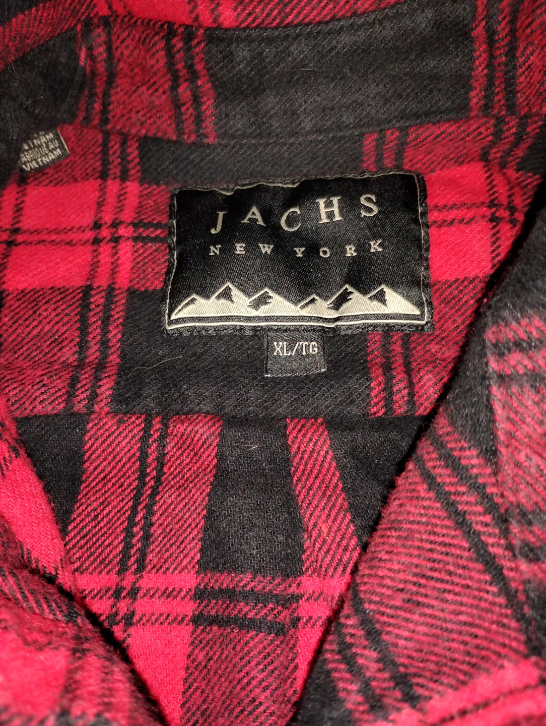 JACHS New York Red and Black Plaid Flannel Shirt XL - photo 2