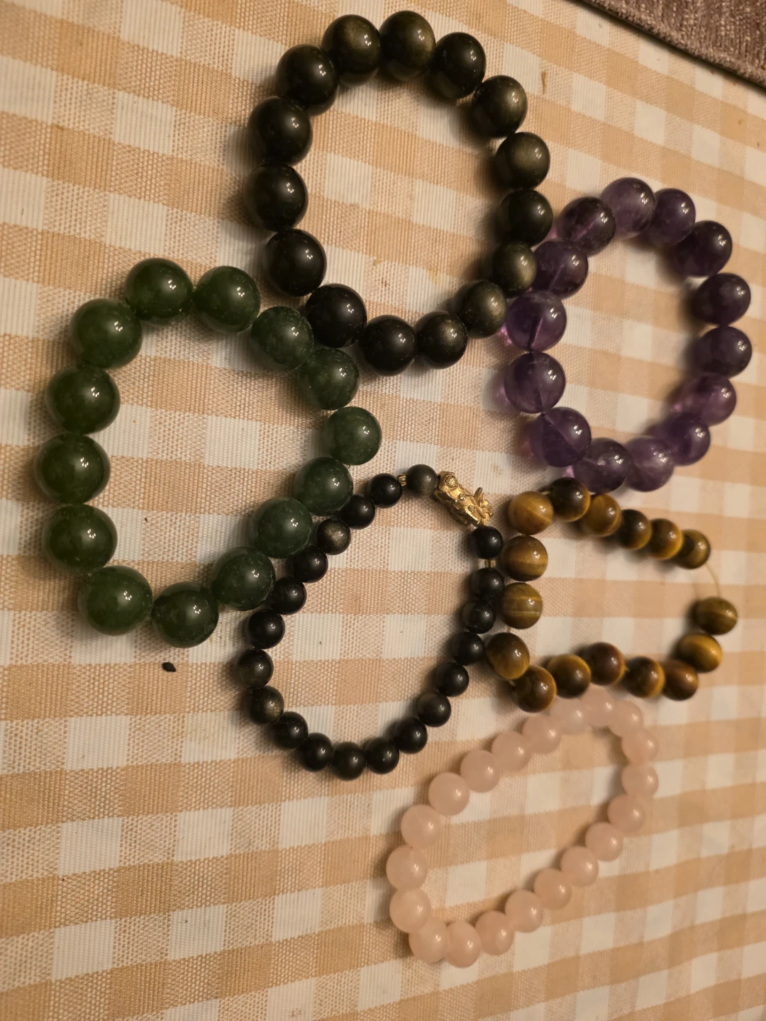 Set of 5 Natural Stone Bead Bracelets