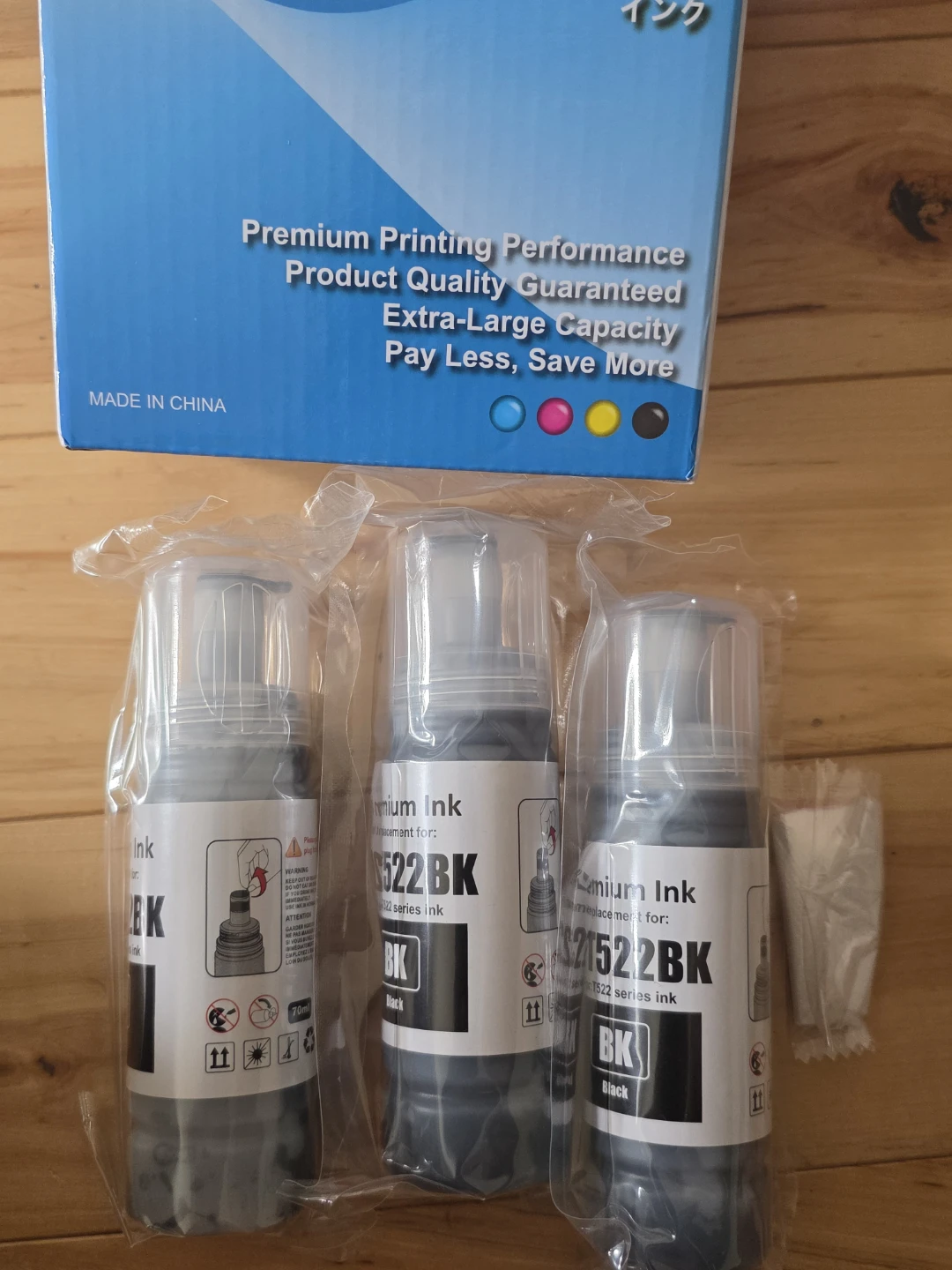 3 Bottles of Replacement Black Ink for T522