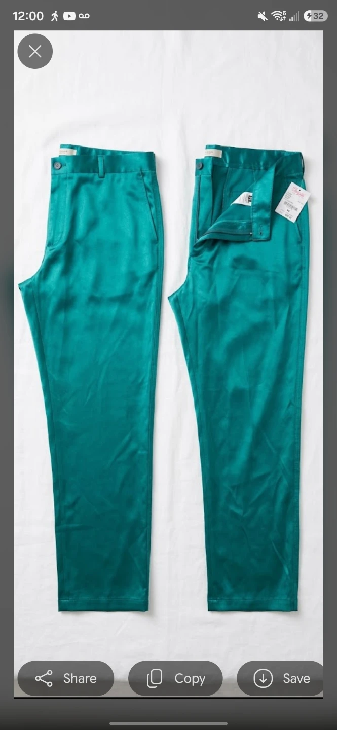 Bright Teal Silk Trousers Size 42 Made in France - photo 2