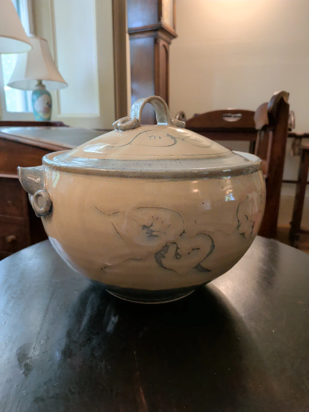 Vintage Stoneware Covered Casserole Dish