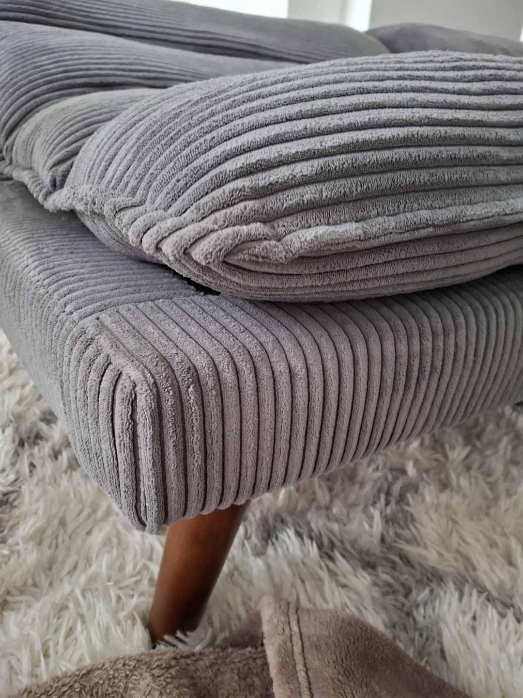 Grey Corduroy Convertible Futon Sofa