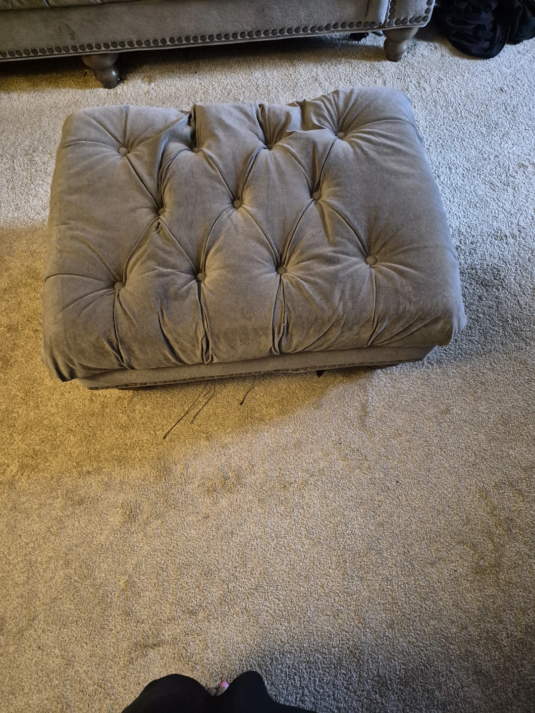 Gray Tufted Ottoman