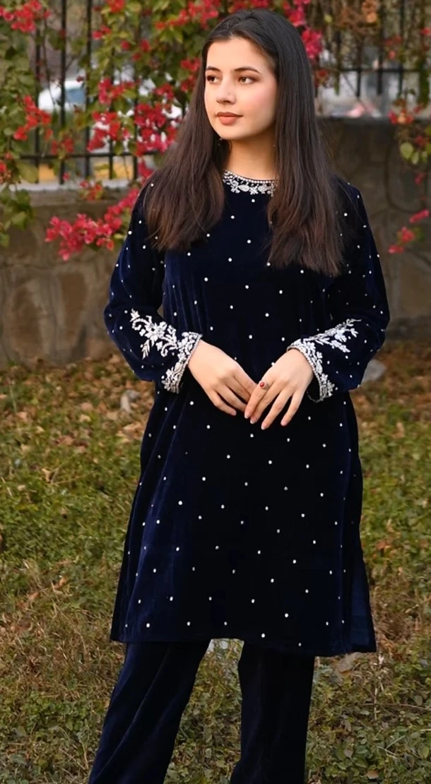 2 piece velvet pakistani dress