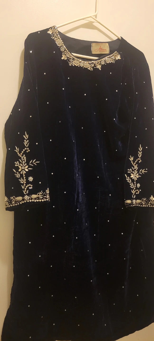 2 piece velvet pakistani dress - photo 4