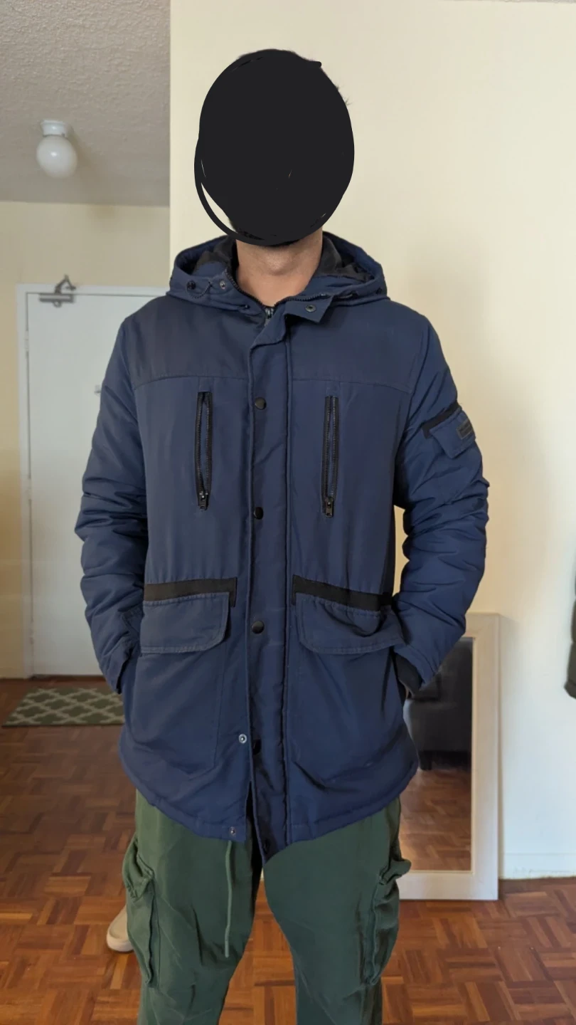 Mens Navy Blue Hooded Jacket