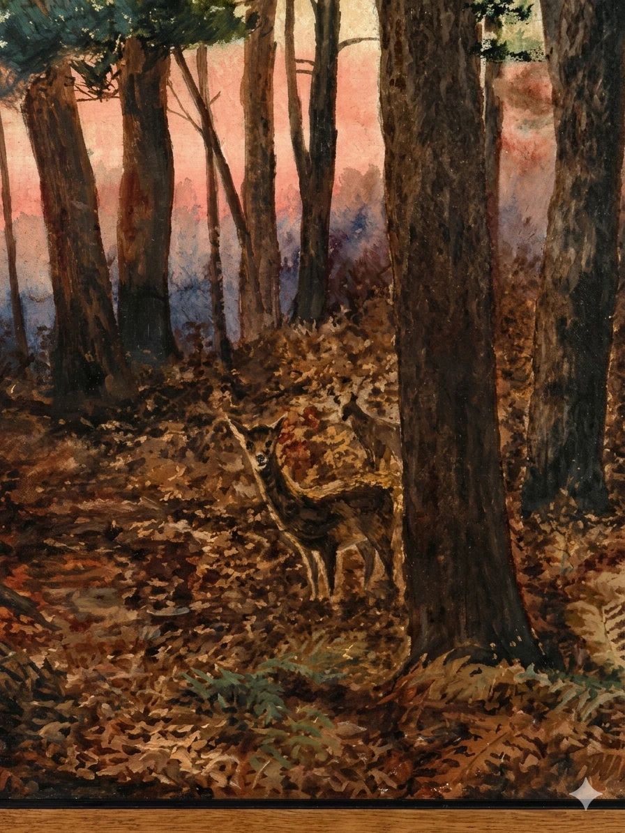 20th-Century Forest Landscape with Deer - photo 2