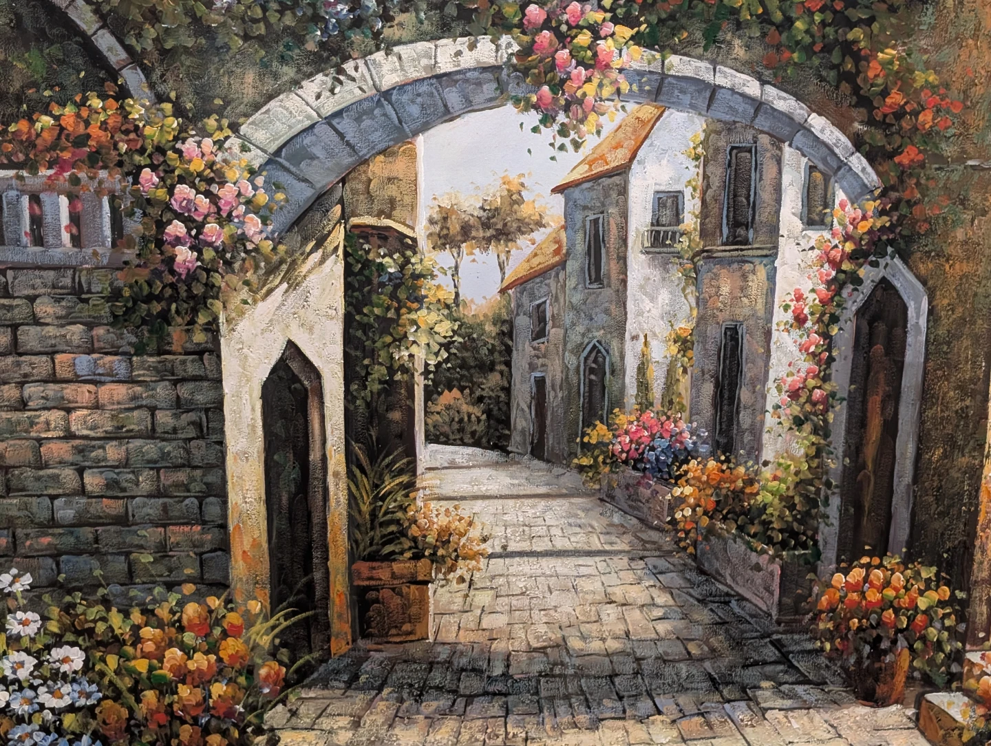 European Village original Oil Painting  60cm 90cm