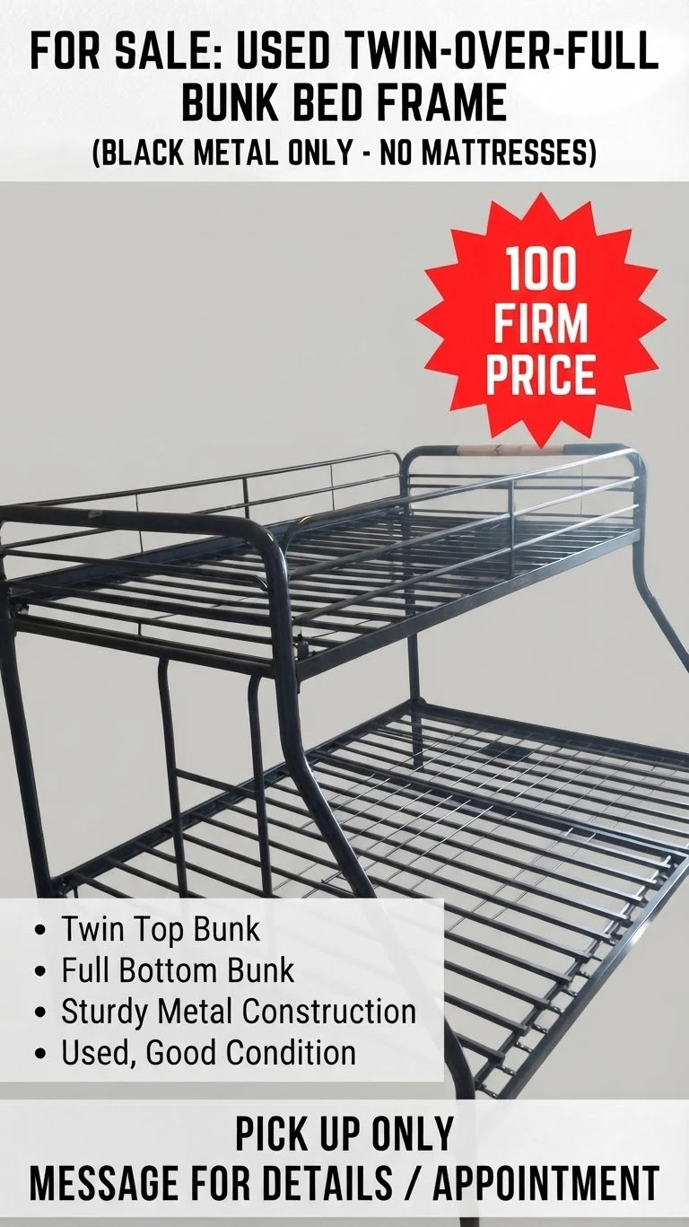 Used Twin-Over-Full Metal Bunk Bed Frame