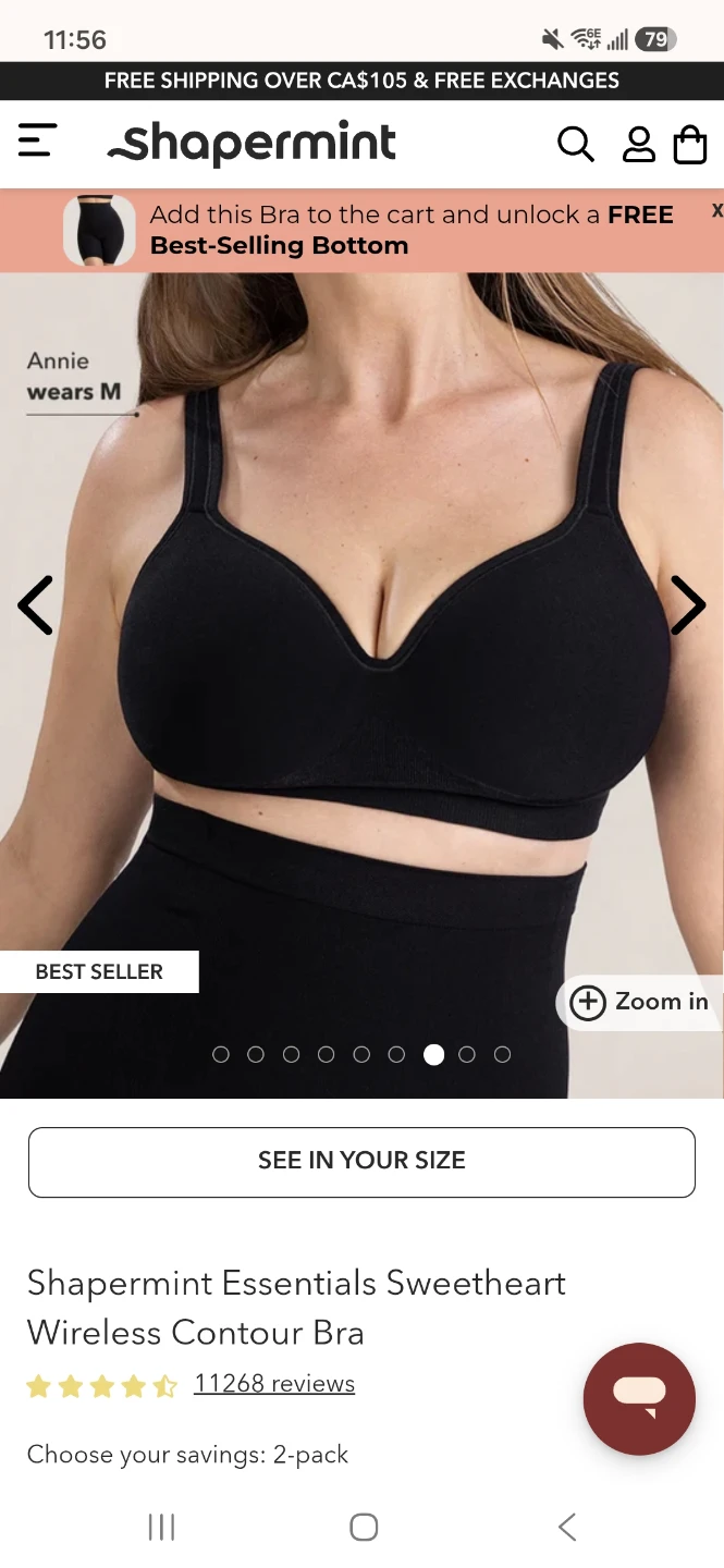 Shapermint Essentials Sweetheart Wireless Contour Bra 2XL