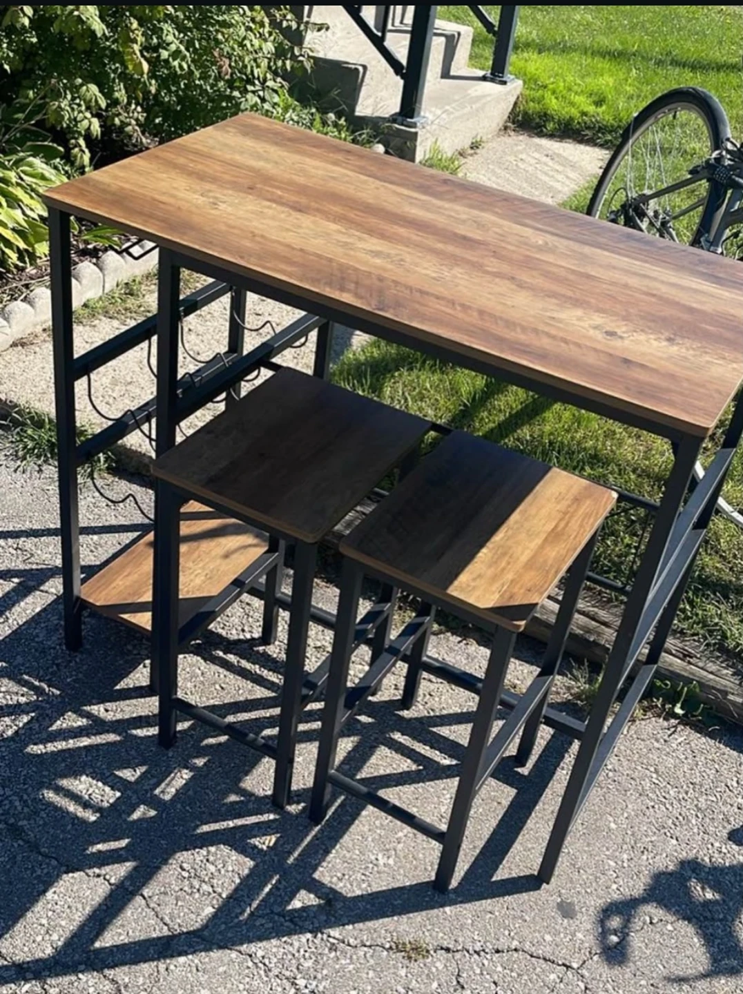 Industrial Pub Table and 2 Stools