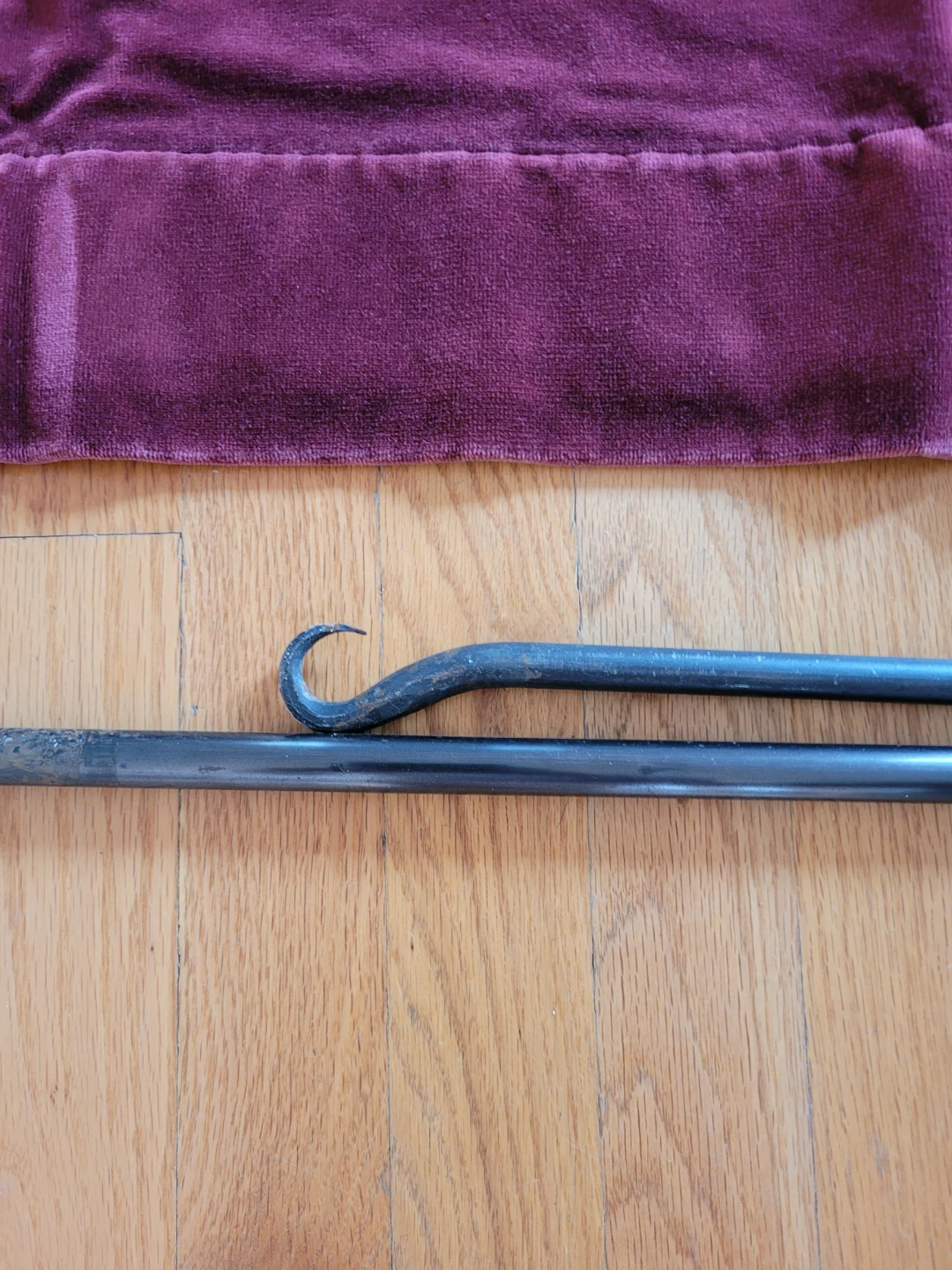Pair of Pottery Barn Burgundy Velvet Curtains with Rods - photo 4