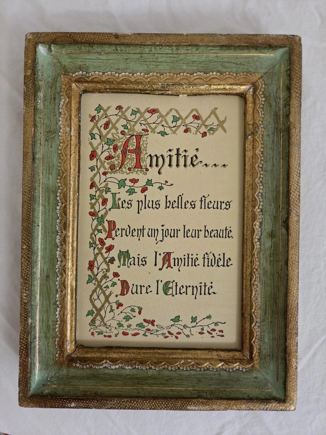 Collectible and Antique, Framed French Poem Print
