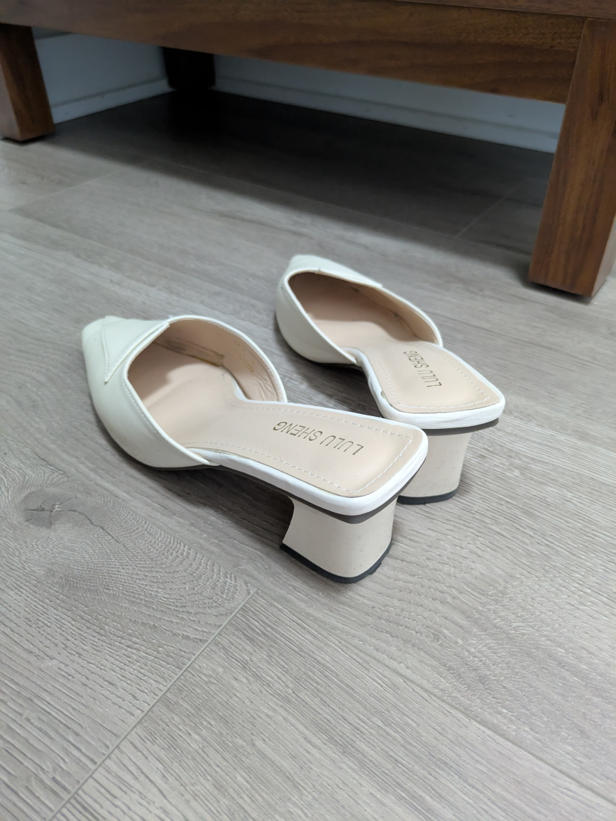 White/Beige mule heels - photo 2