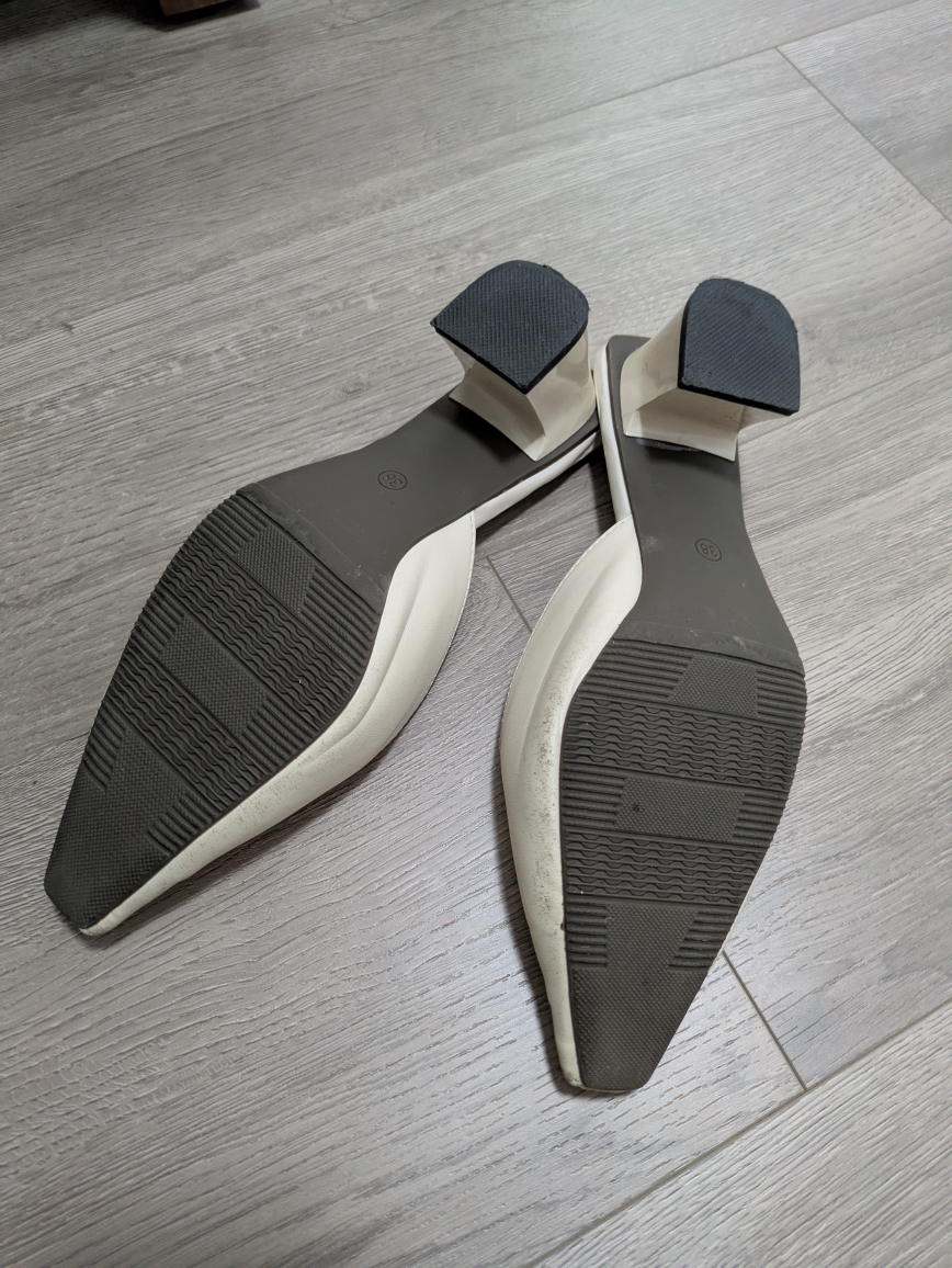 White/Beige mule heels - photo 3