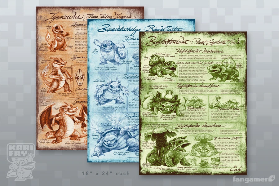 Original Starting Pokemon "Studies of Evolution" Poster Series