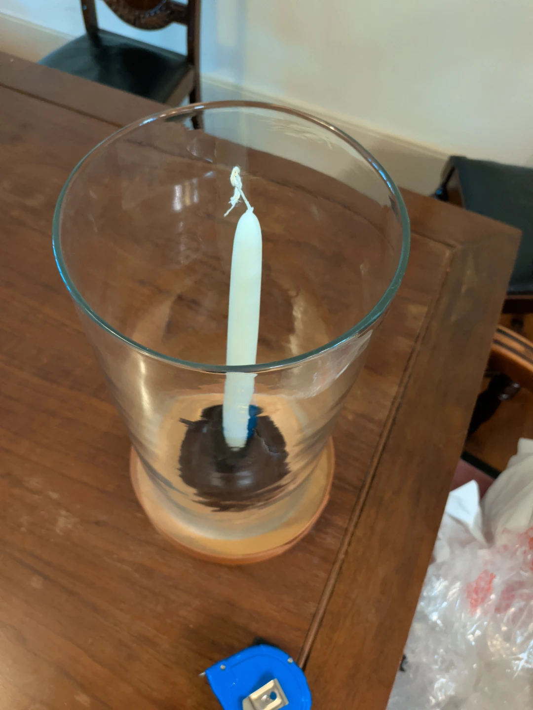Glass Hurricane Candle Holder with Wood Base - photo 5