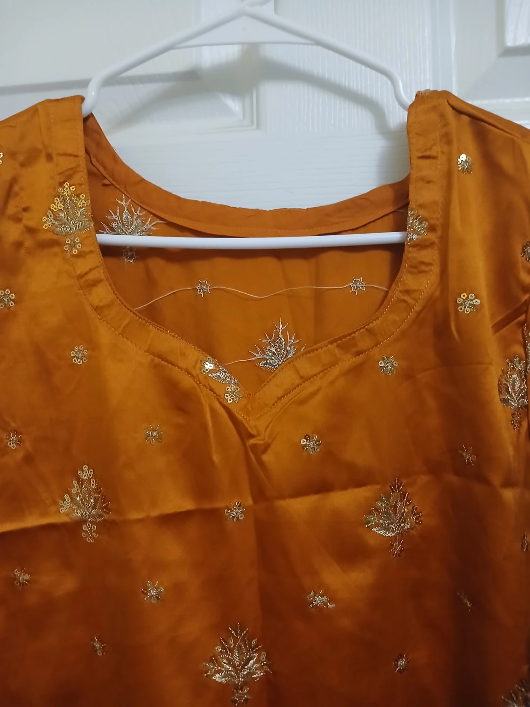 CLOSET DECLUTTER- BRAND NEW- Orange Silk A-line shirt - photo 2