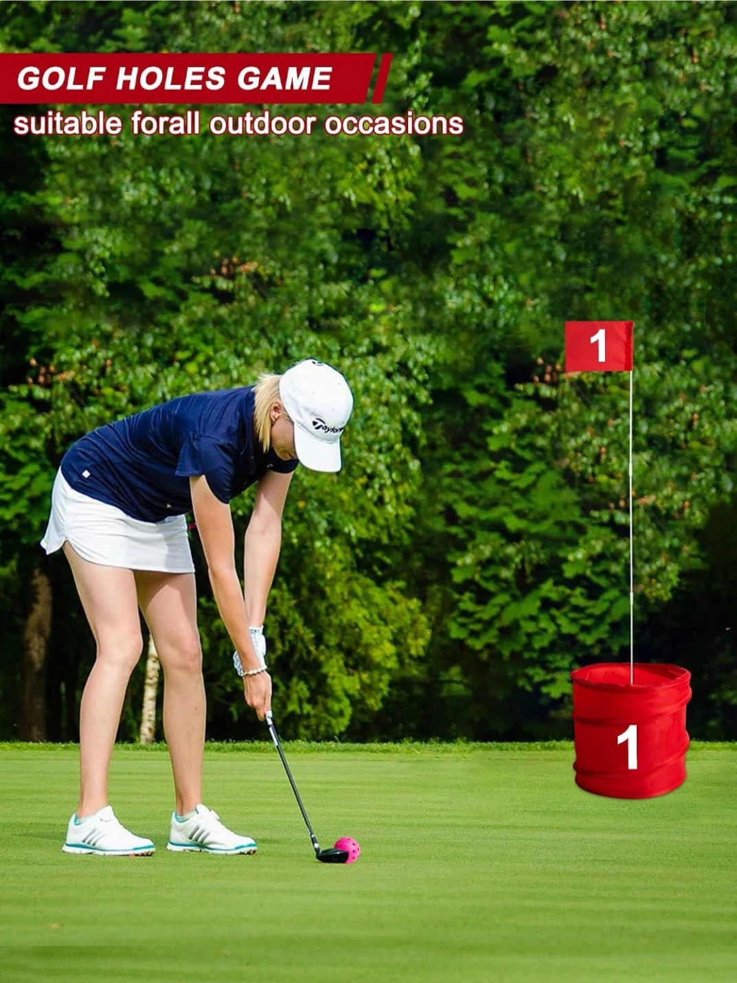 Golf Game Bucket with Flags (9 Hole Set), Portable Yard ... - photo 4